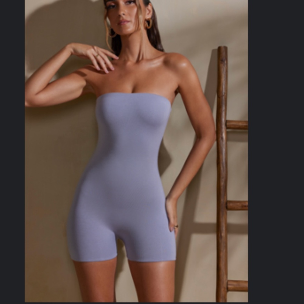 Oh Polly Strapless Lavender Romper